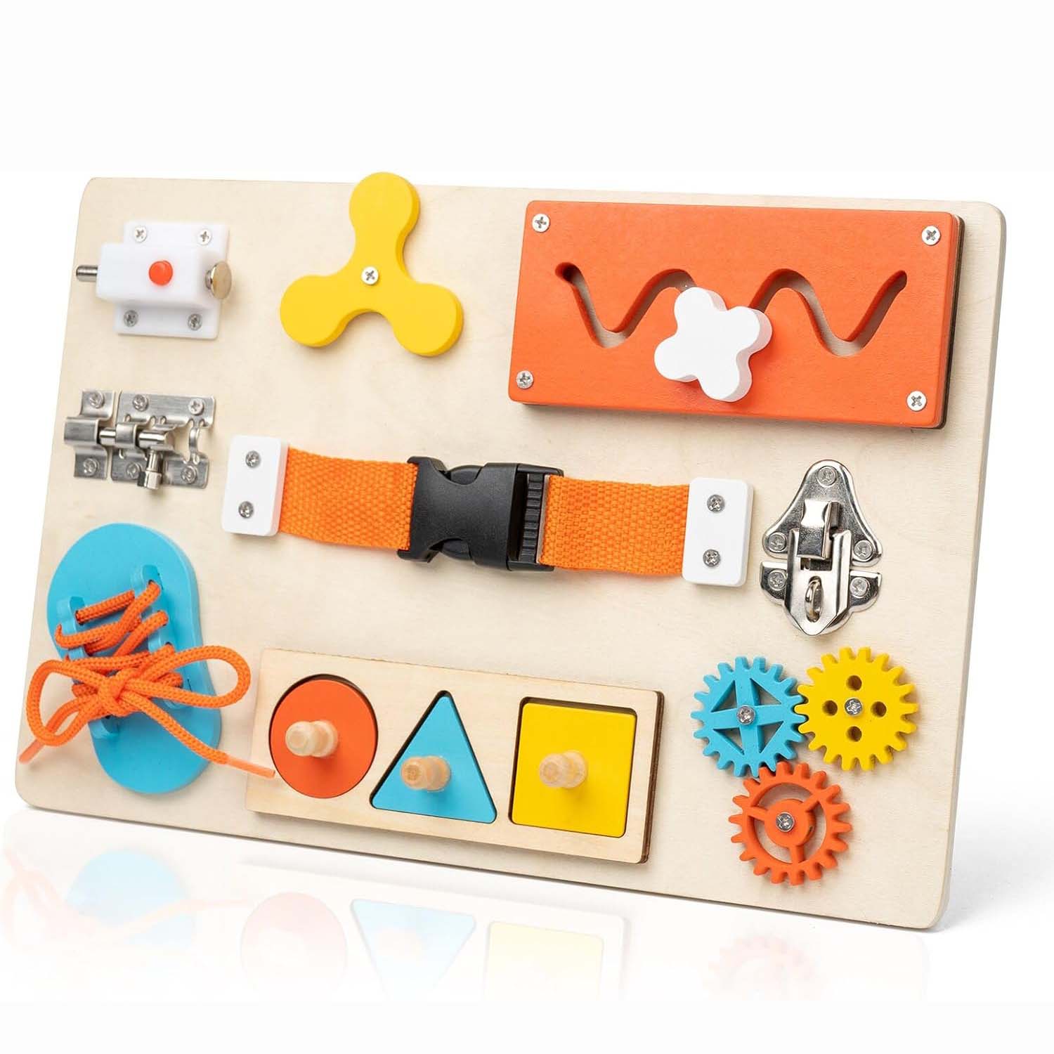 Montessori Wooden Busy Board Toddler - Tablero ocupado Montessori para niños pequeños,