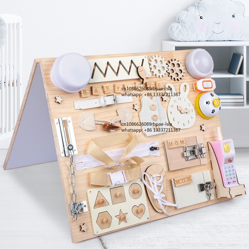 Montessori Wooden Busy Board Toddler - Tablero de Actividades Montessori de Madera,