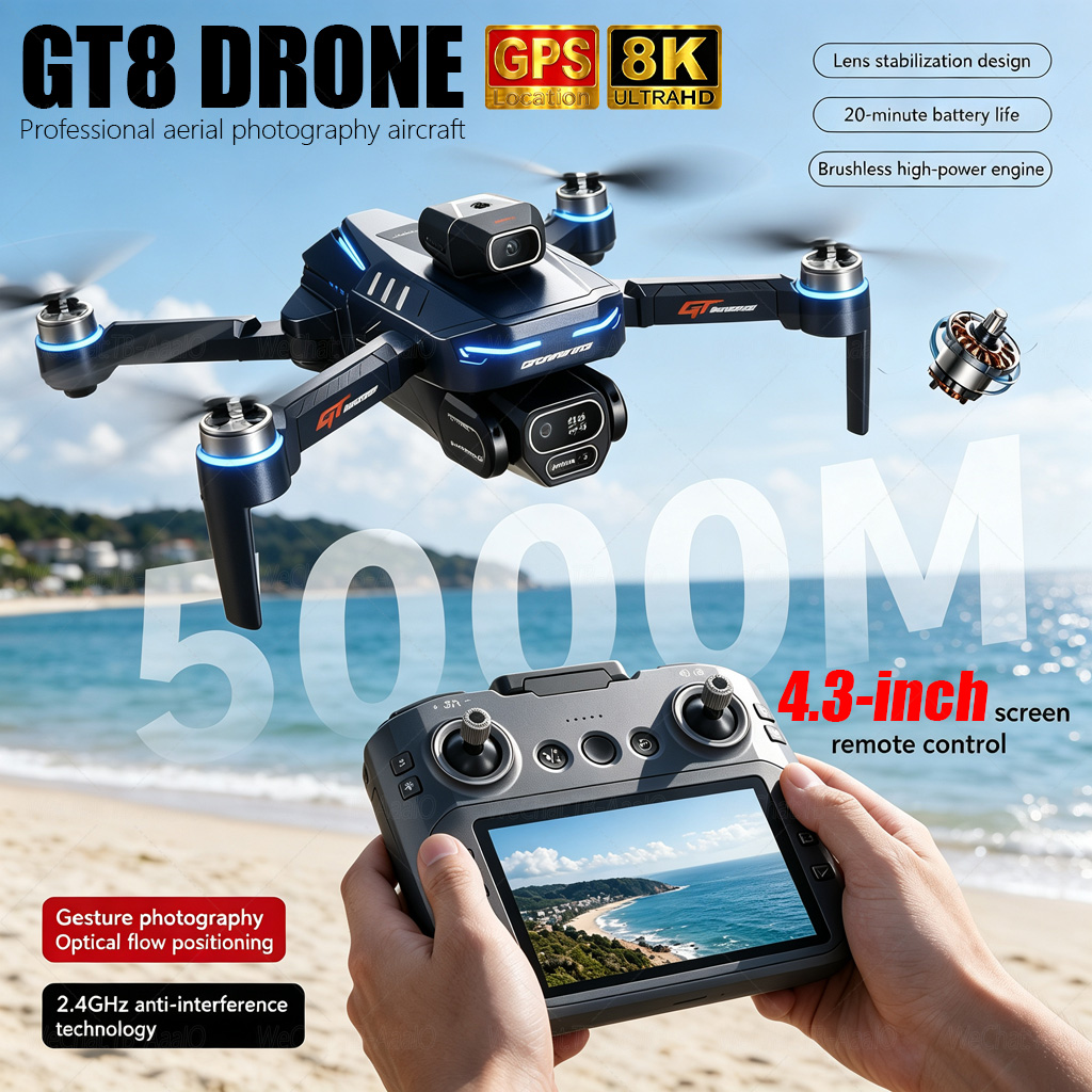 NUEVO Dron GT8 HD RC 4K Profes - Fpv Brushless Rc Drone 4K reseña y precio