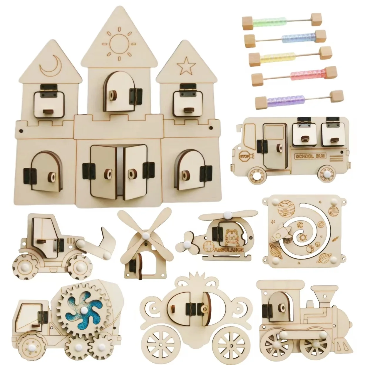 Tablero ocupado Montessori, ac - Montessori Wooden Busy Board Toddler reseña y precio